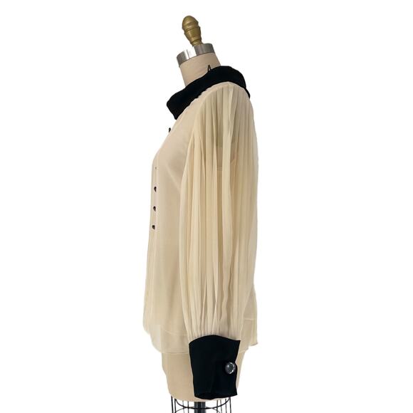 Robert Rodriguez Silk Chiffon Pleated Blouse Womens size 4 - Picture 3 of 12